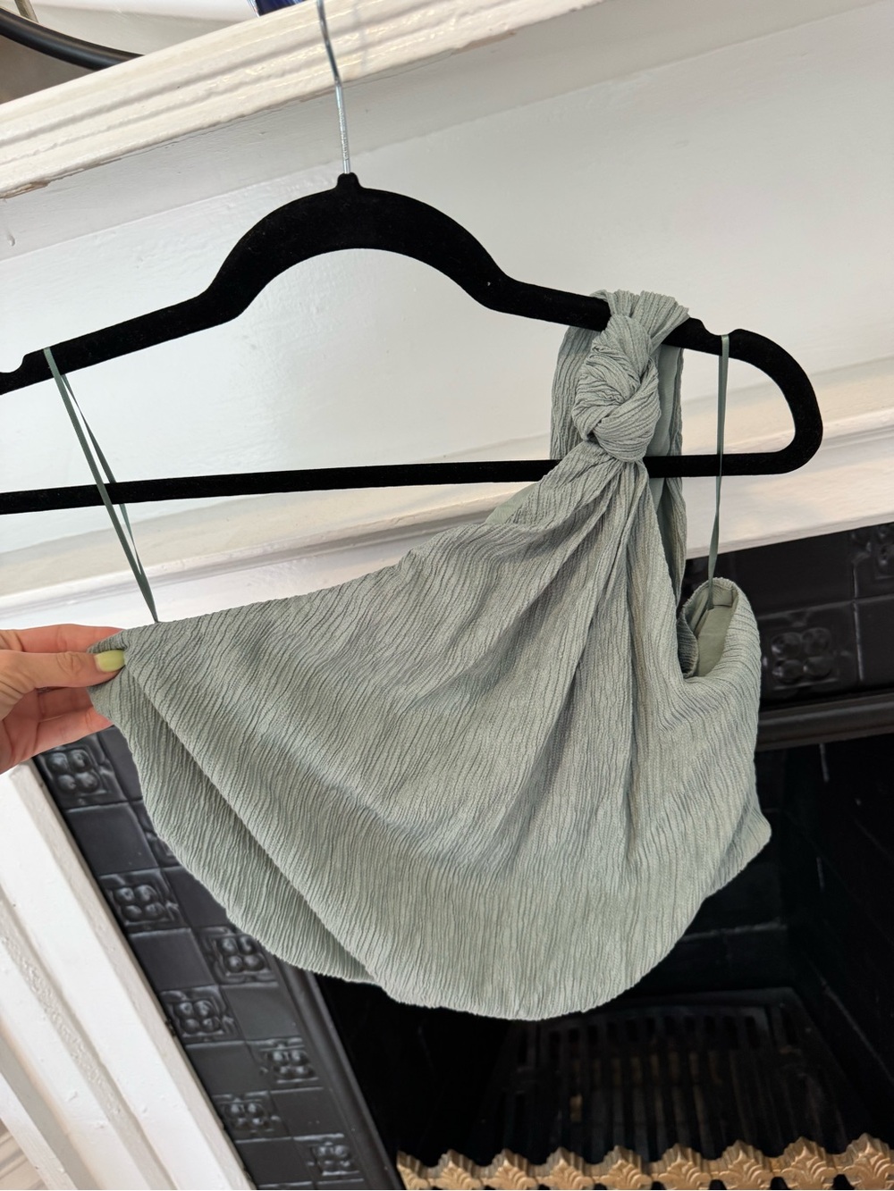 Abercrombie & Fitch Knot-Shoulder Sage Green Women's Tank Top